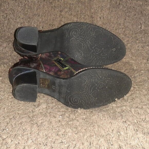 LAURA VITA-Amelia-Multicolor Velvet/Leather-Steampunk/Victorian Booties-Sz 37-NM - Picture 6 of 6